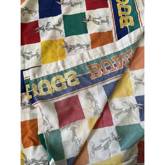 Vintage 1997 Warner Bros Bugs Bunny Twin Flat Sheet 70% Polyester 30% Cotton Mul - Picture 6 of 12